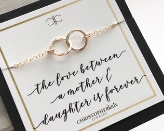 Hammered Goldfilled Entwined Rings Eternity Necklace....Mother, Daughter, Mother of the Bride