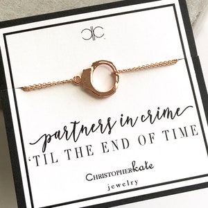 Partners + Crime Handcuff Bracelet...Silver/Gold/Rose Gold, Partners in Crime, Ride or Die, Best Friend