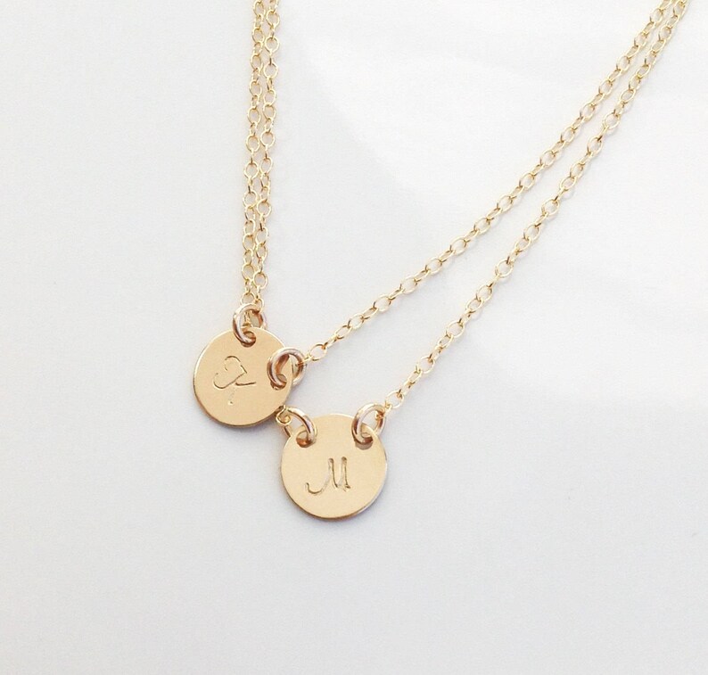 Sister Daughter Simple Layered Gold Double Initial Necklace....Mother Best Friend