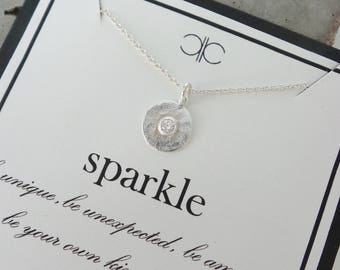 CZ Sparkle Necklace...Encouragement, Achievement, Graduation...Everyday, Simple, Gold, Silver, Layering