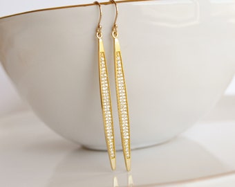 Gold CZ Pave Spike Earrings