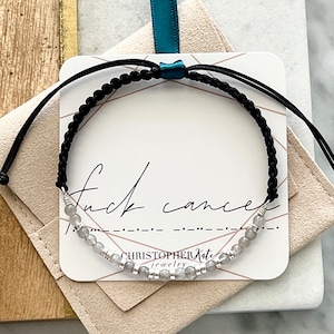 Men’s F*CK Cancer Morse Code Bar Macrame Bracelet