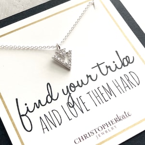 find your tribe and love them hard...Simple Pave CZ Triangle Friendship Necklace