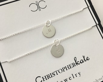 Mother's Double Strand Hand Stamped Personalized Charm Necklace