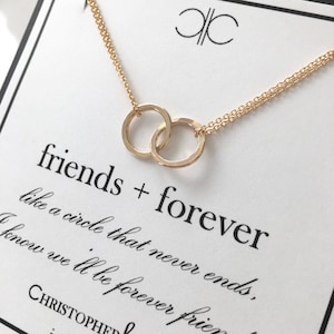 Gold Entwined Rings Eternity Necklace....Sister, Friend, Bridesmaid