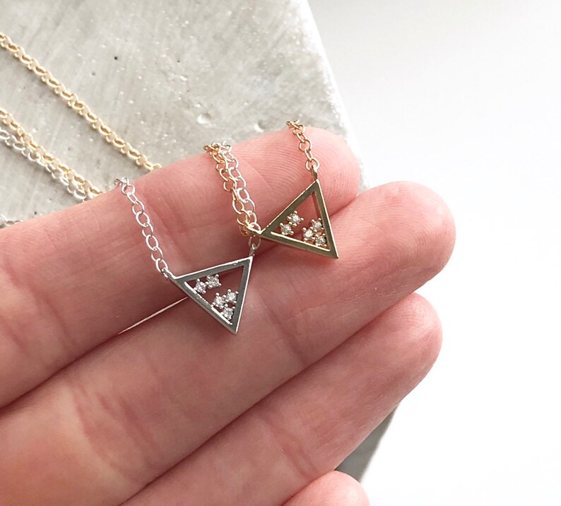 find your tribe and love them hard...Simple Labradorite Gemstone Triangle Friendship Necklace