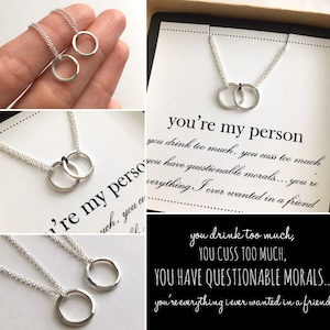 eres mi persona... conjunto de DOS collares de amistad, eternidad, infinito, cómplice del crimen