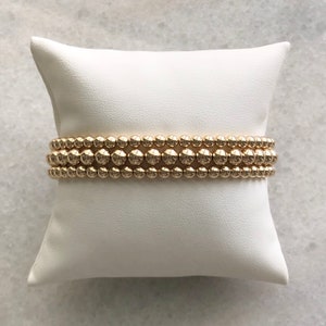 Set of 3 Gold Ball Beaded Stacking Bracelets