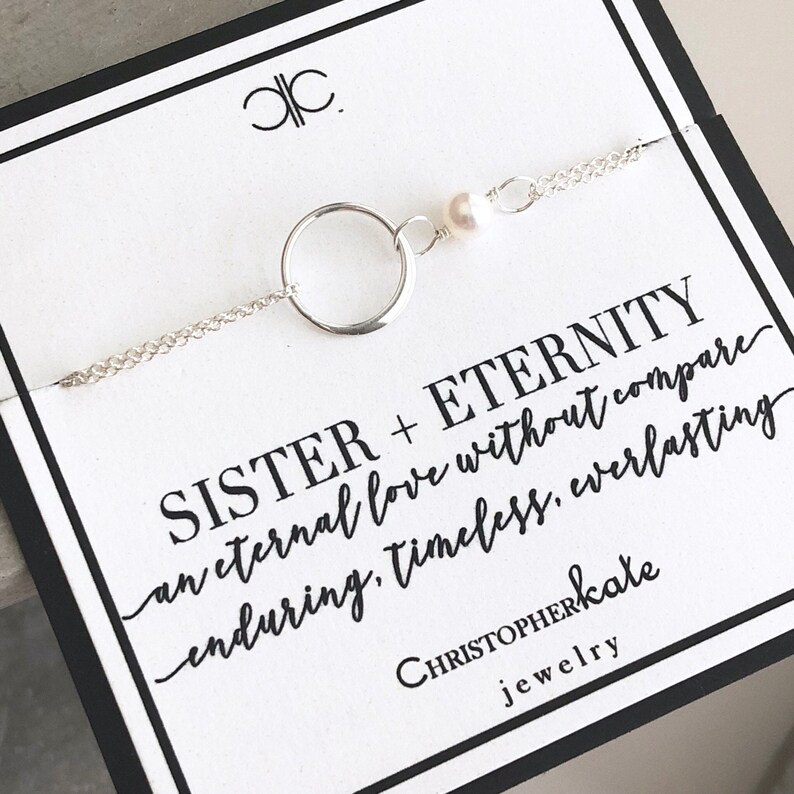 Sterling Silver Eternity Sister Bracelet With Freshwater Etsy