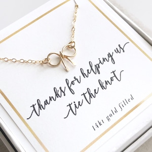 Dainty Bow Necklace, Bridesmaid Gift, Flower Girl, Mother of the Bride, Mother of the Groom