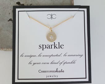 CZ Sparkle Necklace...Encouragement, Achievement, Graduation...Everyday, Simple, Gold, Silver, Layering