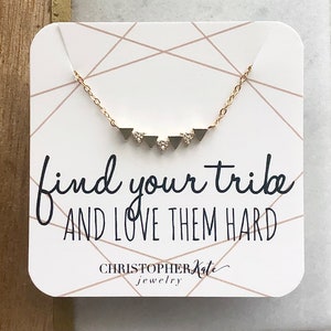 find your tribe and love them hard...Simple Pave CZ Triangle Bar Friendship Necklace