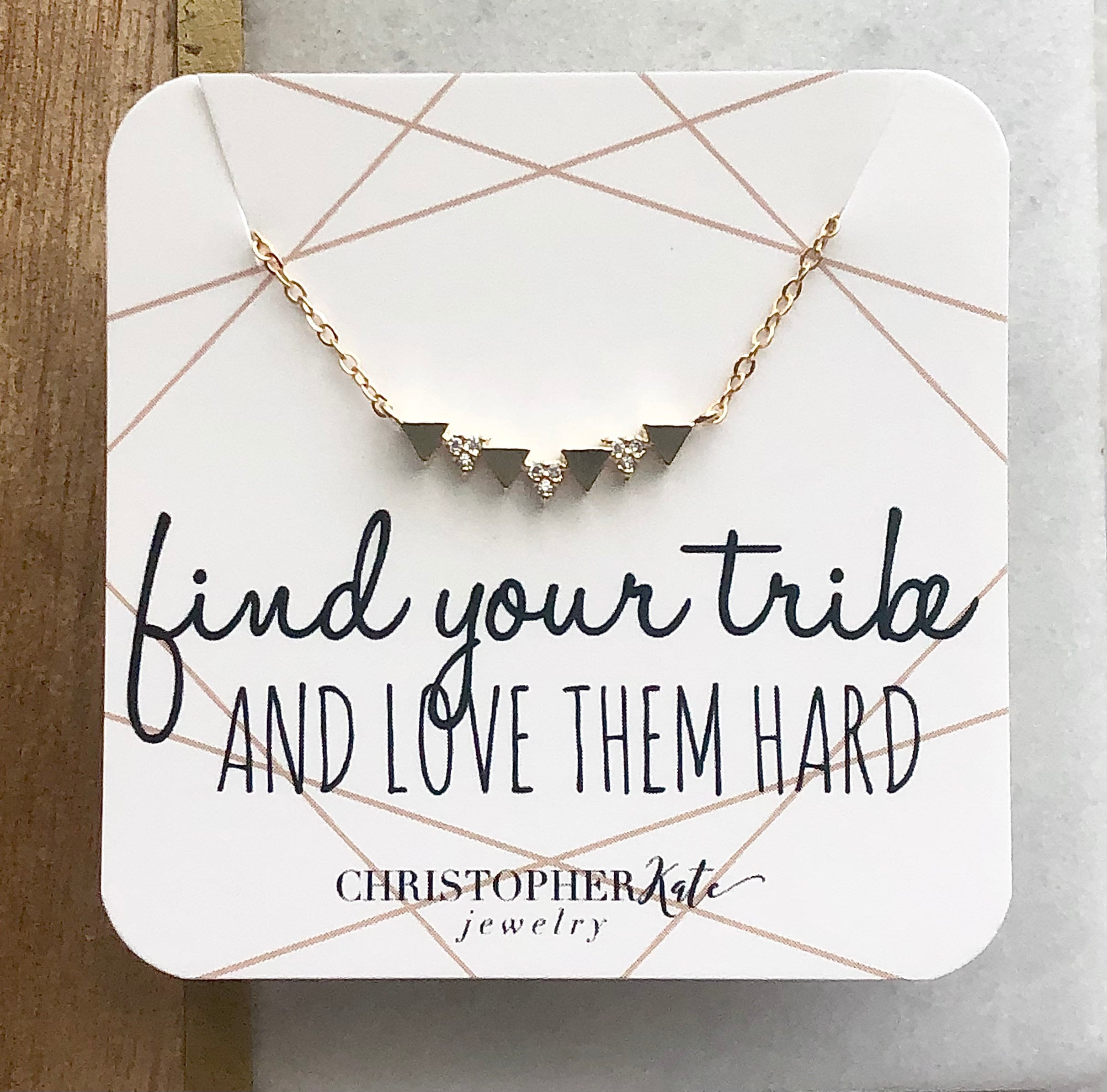 Find Your Tribe and Love Them Hard.simple Pave CZ Triangle Bar Friendship Necklace Etsy