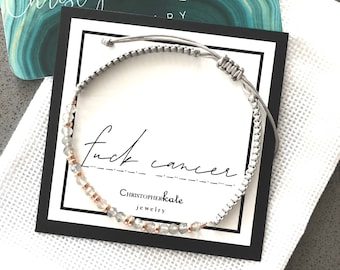 F*CK Cancer Morse Code Bar Macrame Bracelet