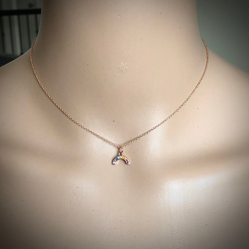 Pride Rainbow Micro Pave Charm Necklace LGBTQ+