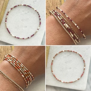 Game day Stacks…Toho Seed bead and 14kt GF Ball Beaded Stacking Bracelets