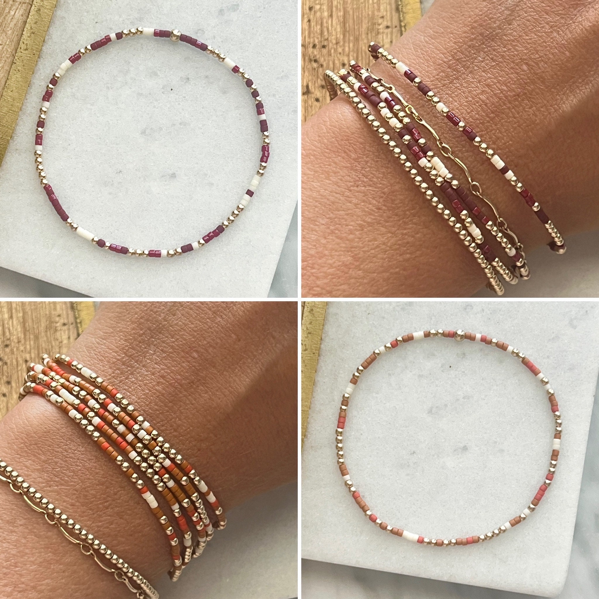 Spieltag Stapeln…Toho Rocailles und 14kt GF Kugel Perlen Stacking Armbänder