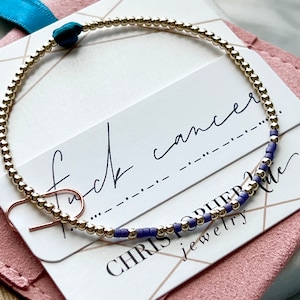 F*CK Cáncer Morse Código Pulsera elástica con cuentas