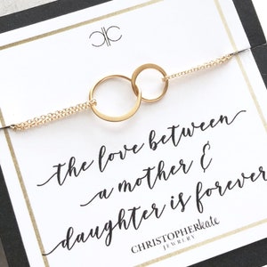Petite mère et fille, or vermeil, anneaux liés, bracelet à breloques/éternité/infini