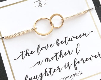 Mother and Daughter Gold Vermeil Petite Linked Rings Charm Bracelet/Eternity/Infinity