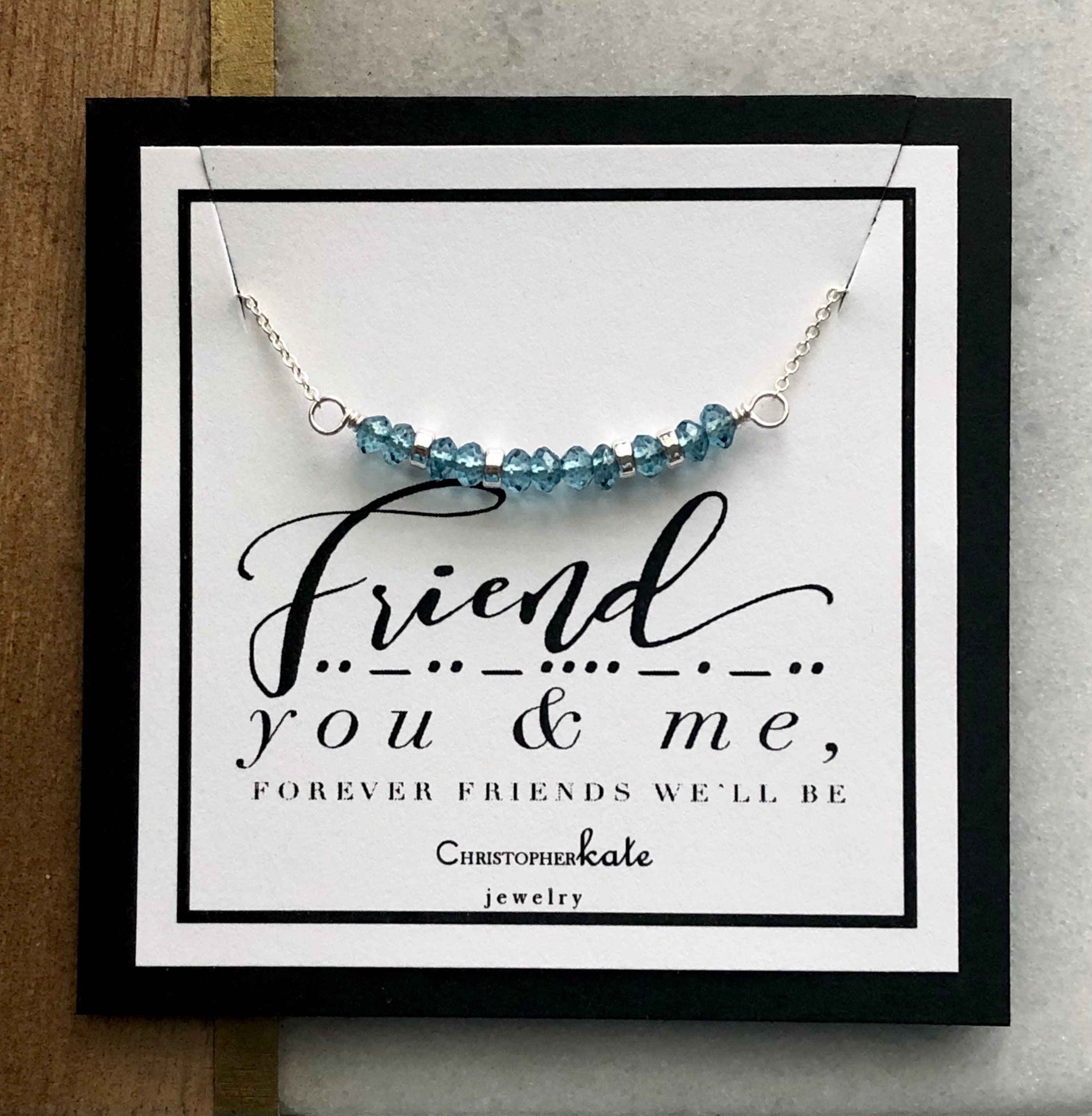 Friends Morse Code Friendship Morse Code Gemstone Bar Necklace, Birthstone Necklace ...