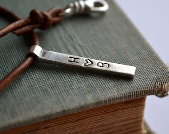 Slender Artisan Sterling Silver Hand Stamped Bar Necklace