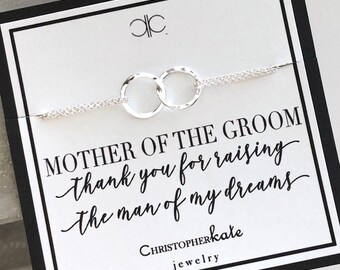 Mother of the Groom Sterling Silver Entwined Rings Eternity Bracelet....Mother, Son, Mother of the Groom, Mother-in-Law