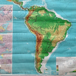 Vintage Map Latin America 1961