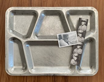 Vintage Stainless Steel mess Hall cafeteria divided tray Mid Century Modern food try