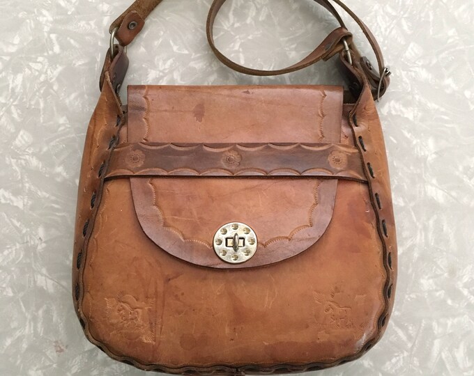 Saddle Bag Brown Leather Horse Purse Vintage 60s Fashion Etsy