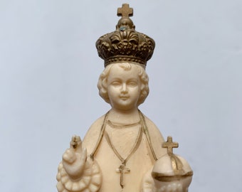 Infant of Prague Statue Vintage Jesus Figurine