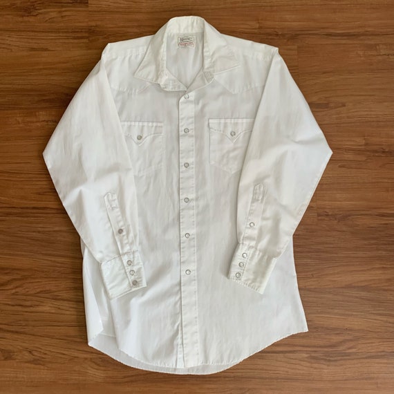 Vintage Western Shirt H Bar C White Cotton Size L… - image 5