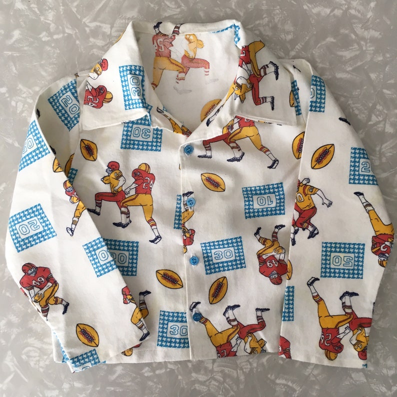 Vintage Kids Pajamas Flannel Football PJ/'s
