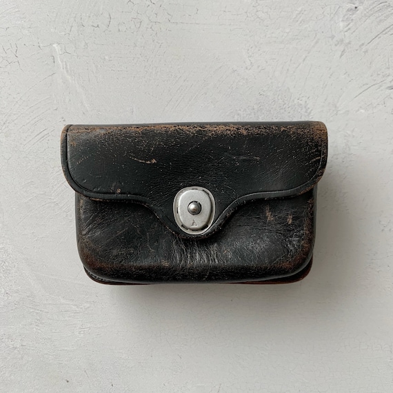 Vintage Black Leather Belt Pouch - image 1