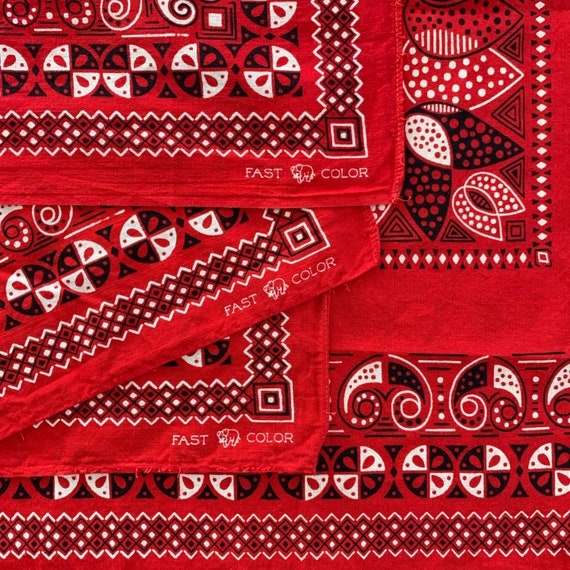 Vintage Bandana Elephant Trunk Down Red Handkerchi