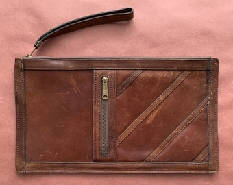 Vintage Brown Leather Clutch