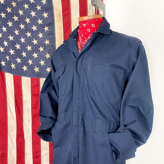 Vintage Coveralls Navy Blue Wrangler Workwear Jump