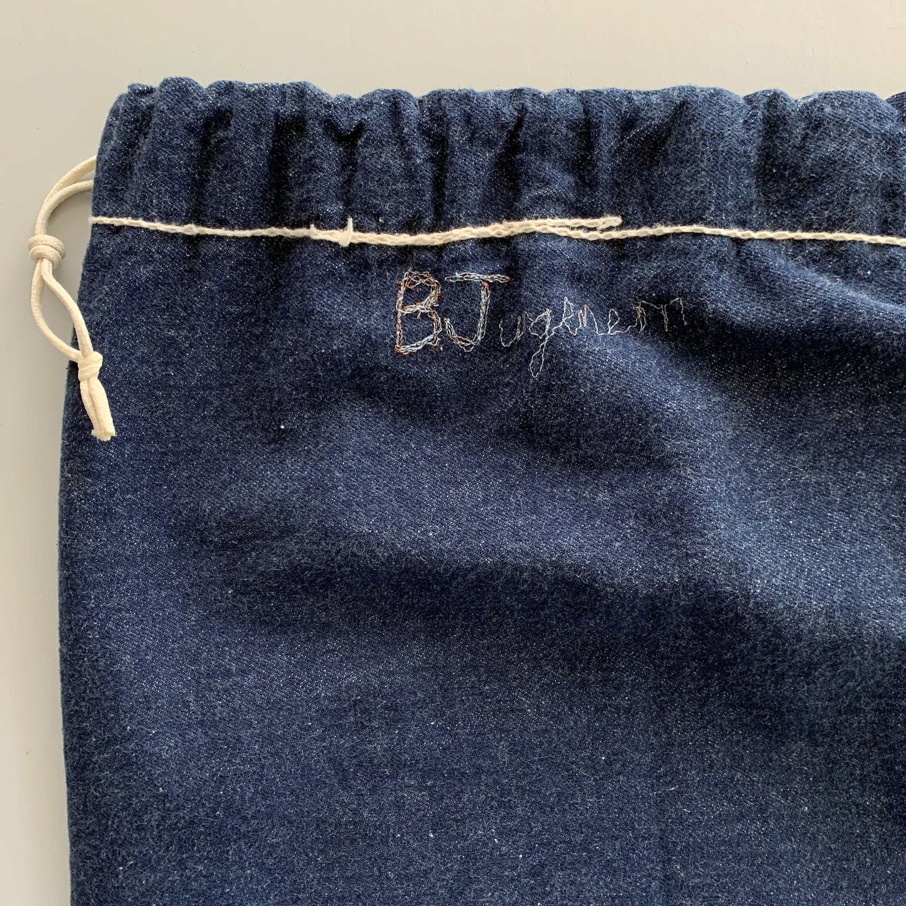 Vintage Denim Drawstring Bag - Etsy