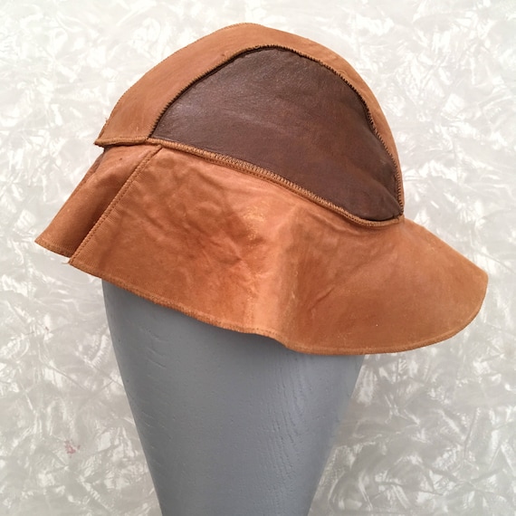 brown leather floppy hat