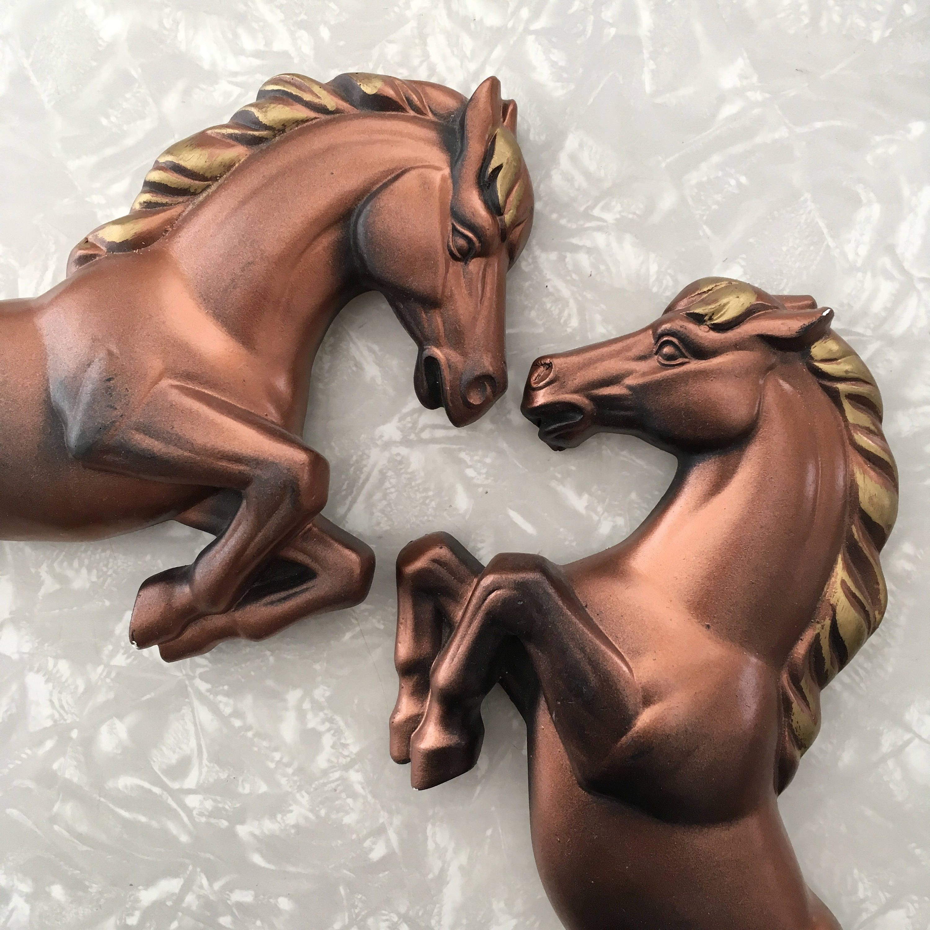 Chalkware Horse Wall Hangings Two Vintage Pony Statues Etsy
