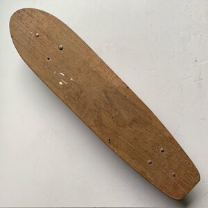 Rustic Vintage Skateboard: Wood Deck with Roller Derby Wheels image 7