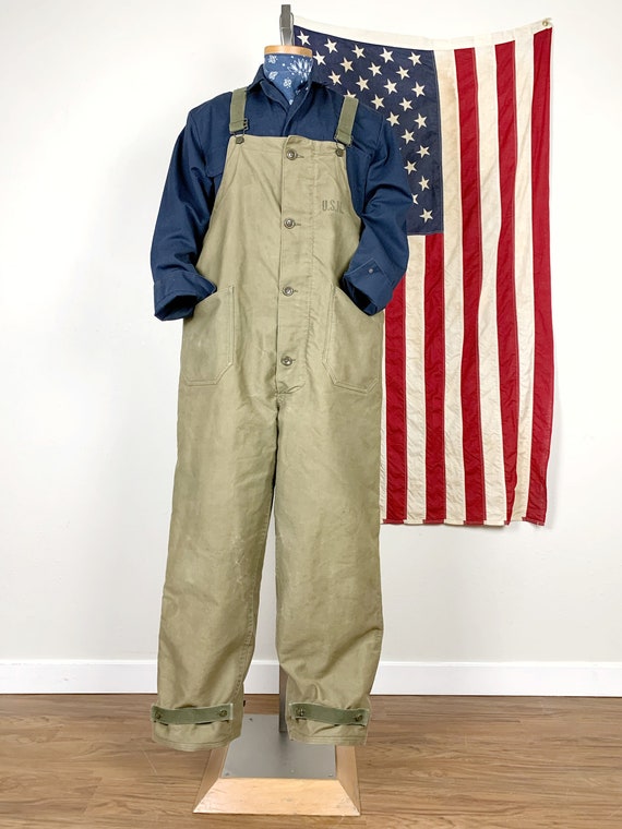 Vintage Military Overalls US Navy Lined Outerwear Siz… Gem