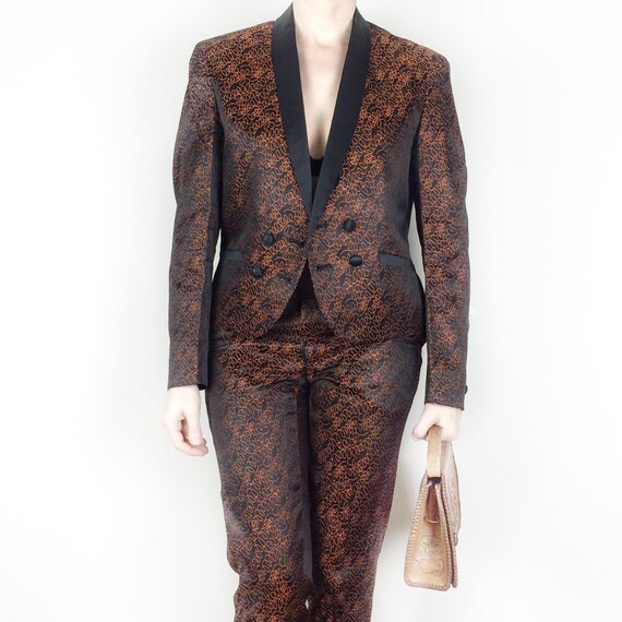 ladies brocade trouser suit