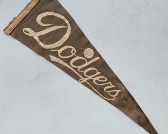 Vintage Dodgers Pennant Los Angeles Baseball