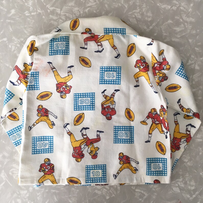 Vintage Kids Pajamas Flannel Football PJ/'s