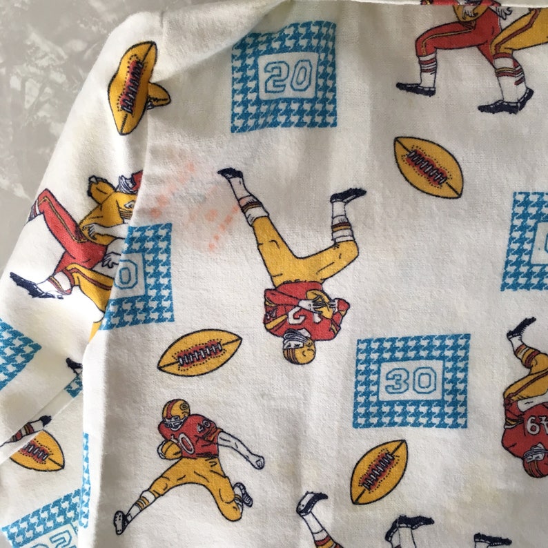 Vintage Kids Pajamas Flannel Football PJ/'s