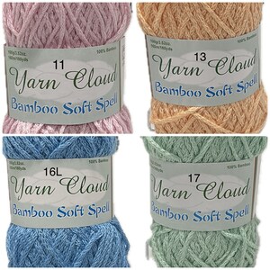 Bamboo Soft Spell 100% Bamboo rayon 100gr/ 3.5oz, 160m/180yds Worsted/medium weight yarn Chain Plied Yarn Cloud image 2