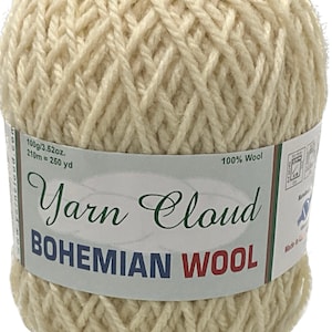 Yarn Cloud Bohemian Wool, 100gr/3.5 oz, 210m/250yds, Yarn Cloud DK/light worsted weight yarn, undyed, natrual