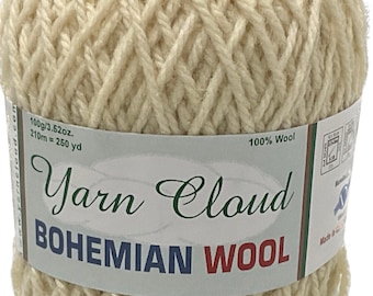 Yarn Cloud Bohemian Wool, 100gr/3.5 oz, 210m/250yds, Yarn Cloud DK/light worsted weight yarn, undyed, natrual
