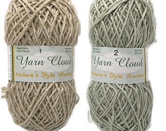 Nature's Style Worsted 60/40 Cotton/Linen blend  100g/3.52oz 160m/18yds Worsted /Medium weight yarn, Yarn Could